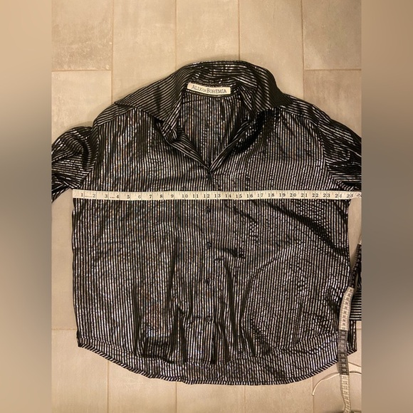 Alix of Bohemia Emery Moonlight Long Sleeve Silver Metallic Stripe Size Small - Picture 8 of 8